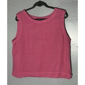 Cut Loose Link 100% Linen Loose Pink Tank Top Spring Summer Beach Size XL